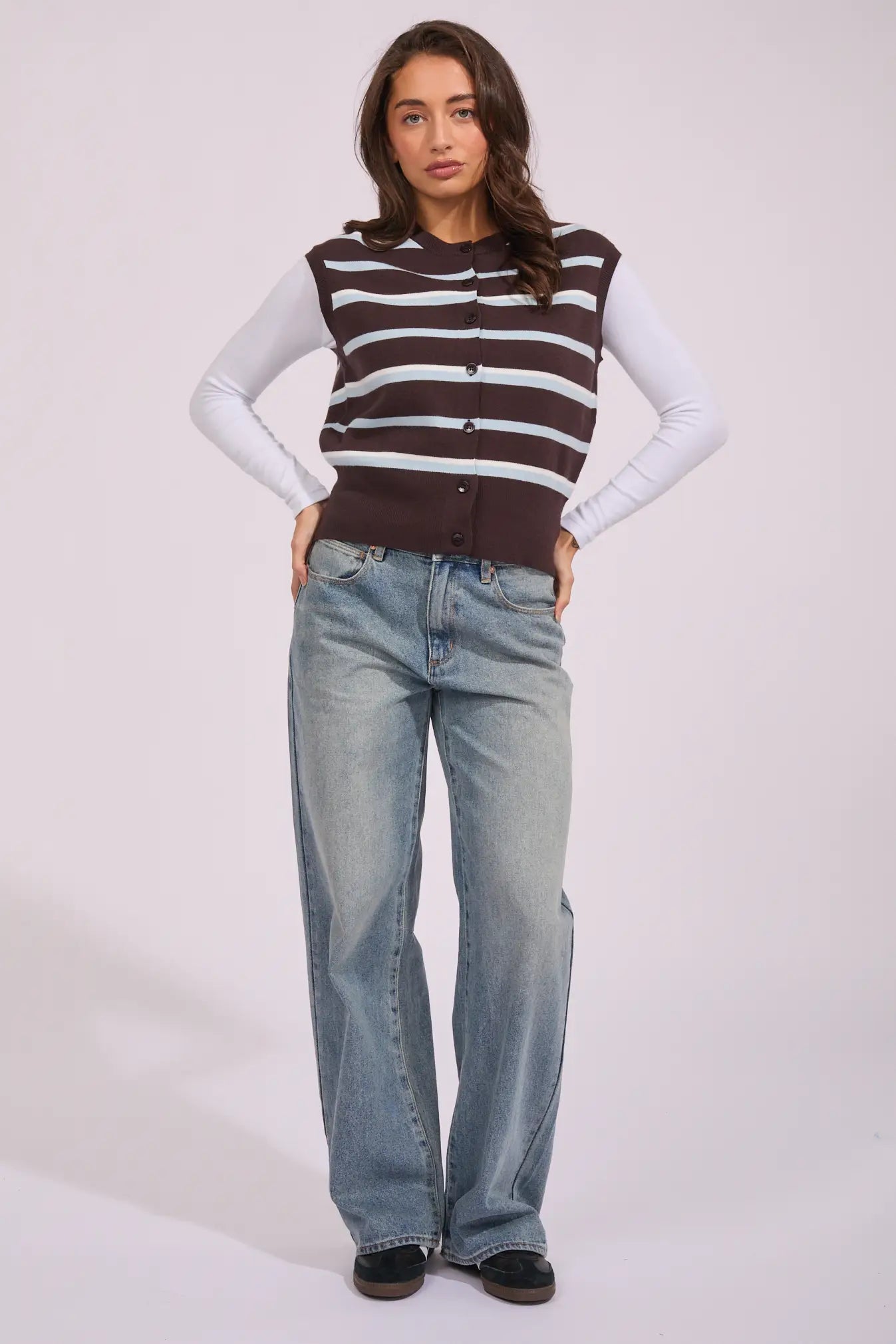 SILENT THEORY - ANITA KNIT VEST - CHOCOLATE