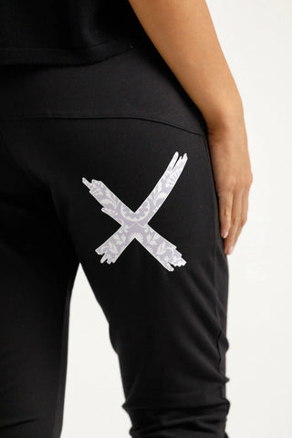 Homelee  WINTER Apartment Pants - Black with Lilac Damask X