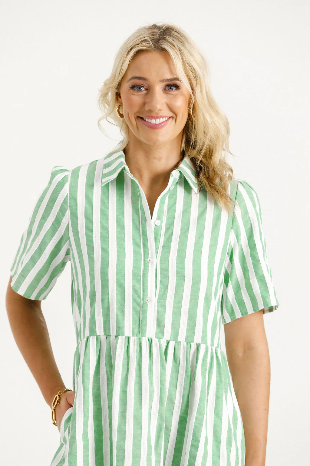 Homelee CLEO MINI DRESS - APPLE STRIPES