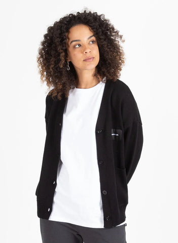 Federation  BADGE KNIT CARDI - BLACK