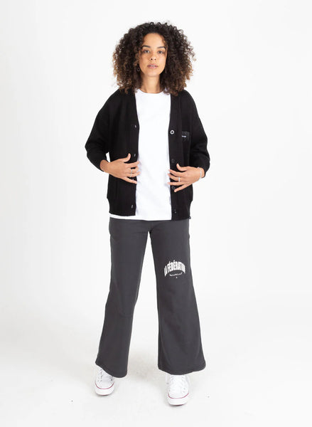 Federation  BADGE KNIT CARDI - BLACK