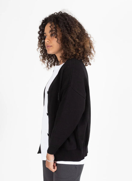Federation  BADGE KNIT CARDI - BLACK
