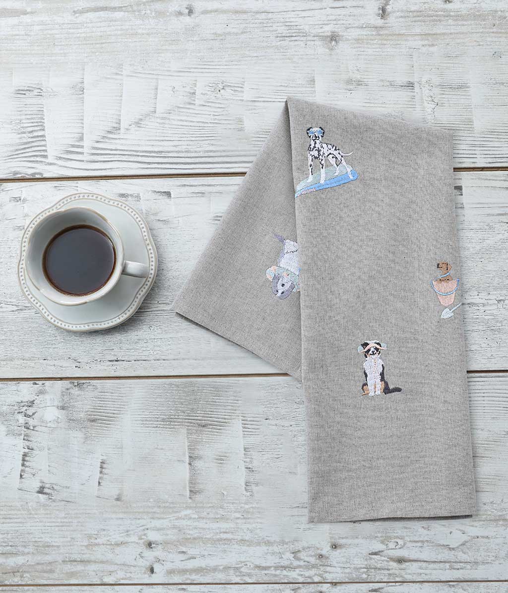 MM Linen BEACH DOGS TEA TOWEL