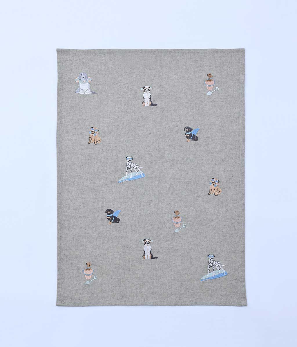 MM Linen BEACH DOGS TEA TOWEL