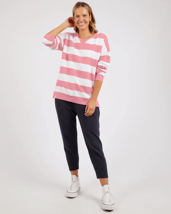 ELM  - BILLIE BLOCK STRIPE CREW - CHARM PINK