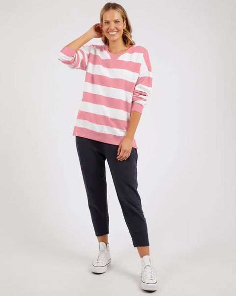 ELM  - BILLIE BLOCK STRIPE CREW - CHARM PINK
