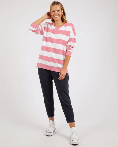 ELM  - BILLIE BLOCK STRIPE CREW - CHARM PINK