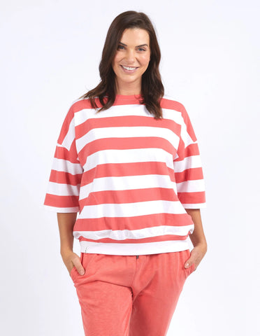 ELM MAZIE BIOCK STRIPE SWEAT - WATERMELON CRUSH