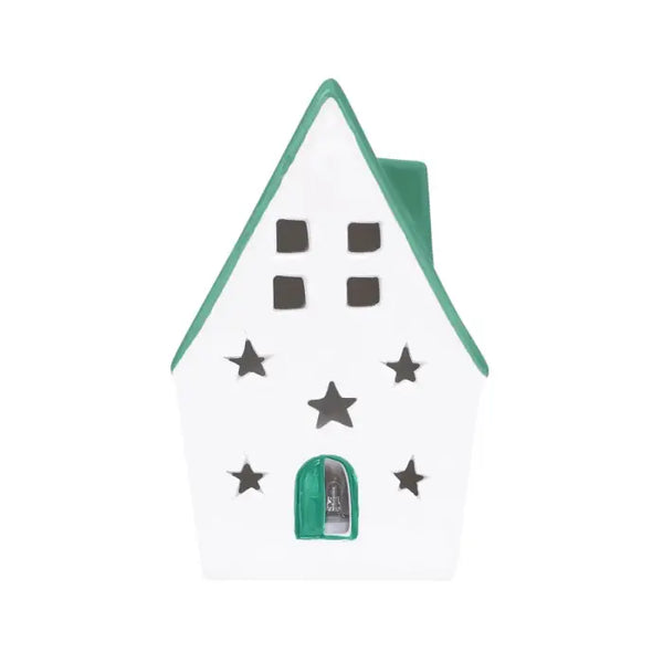 SPLOSH - CHRISTMAS GREEN LIGHT UP CERAMIC HOUSE
