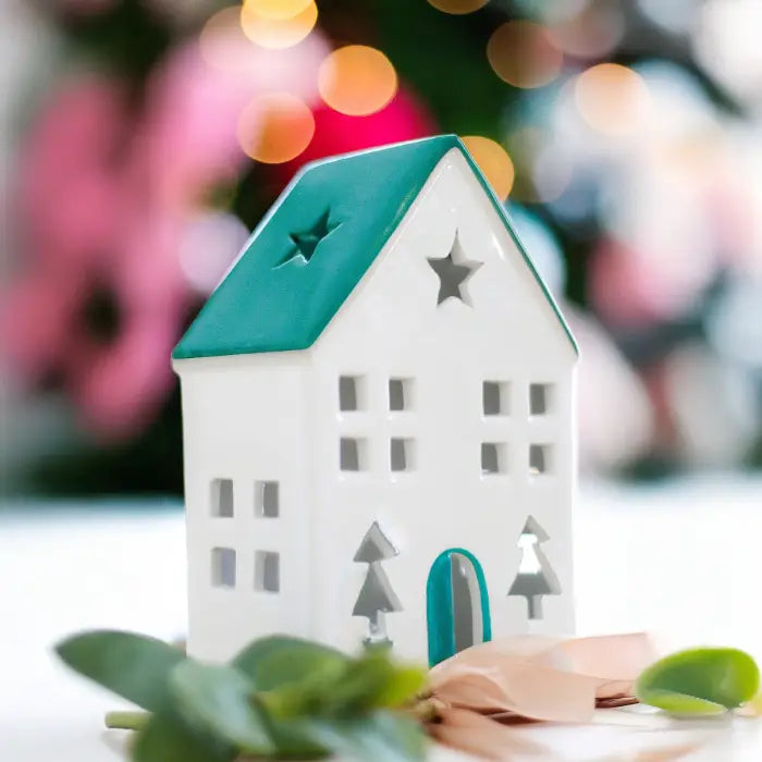 SPLOSH - CHRISTMAS BLUE LIGHT UP CERAMIC HOUSE
