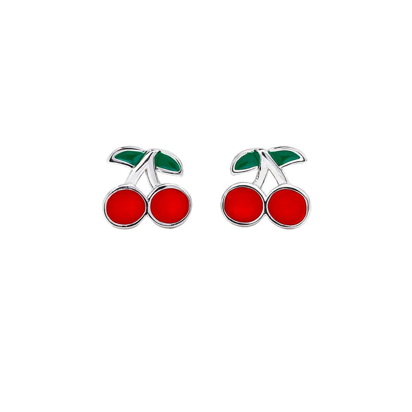 Silver Linings Collective Original Design KIDS - CHERRY ENAMEL STUDS