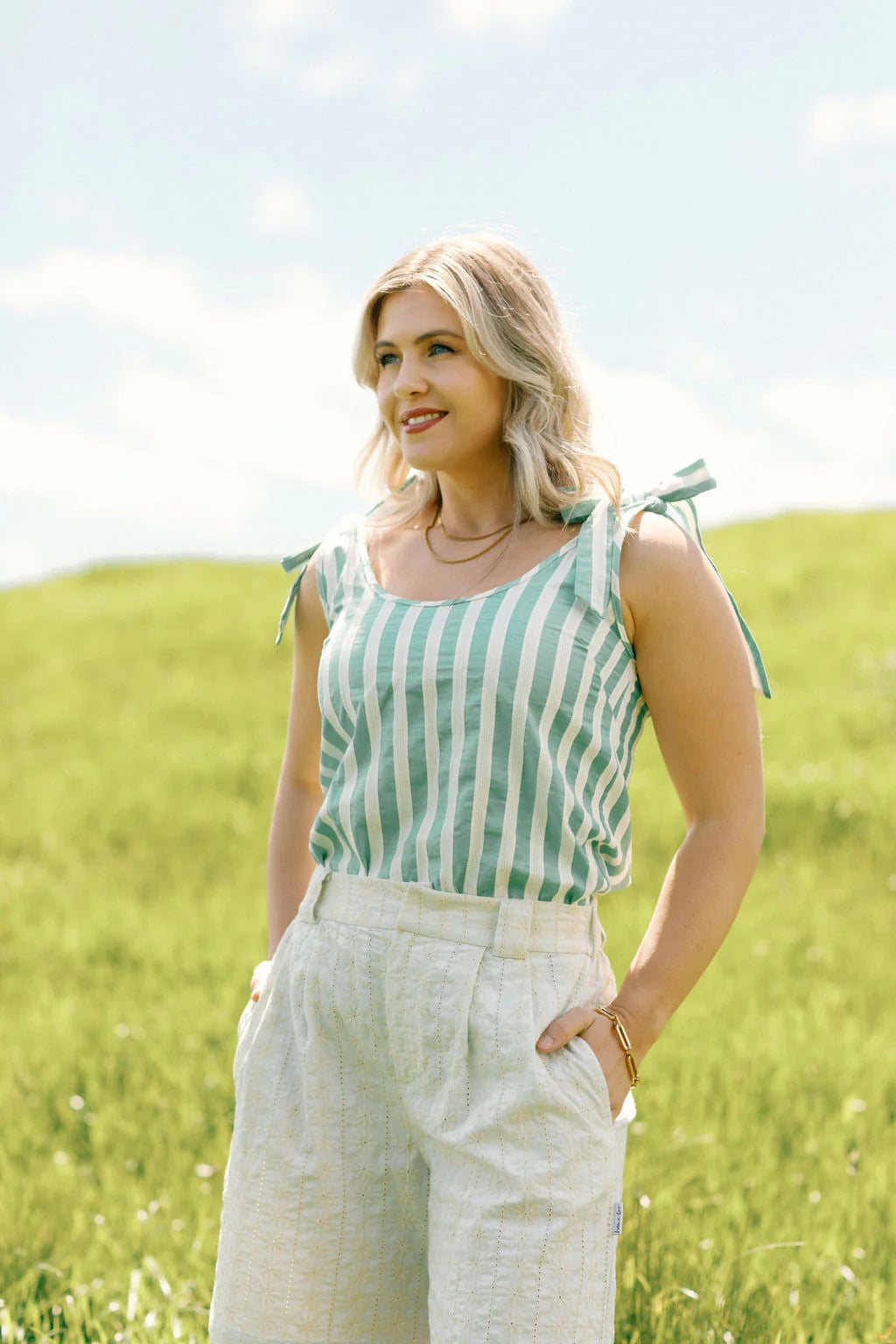 Homelee  ANDI TOP - APPLE STRIPES