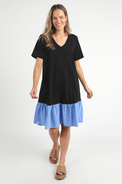 ELM   ELLE V NECK DRESS - BLACK