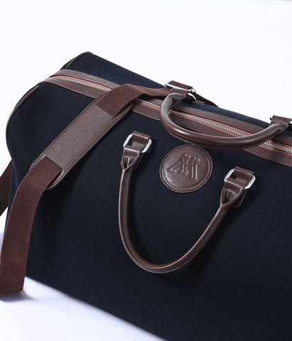 MM Linen ENZO WEEKENDER BAG - BLACK/COFFEE