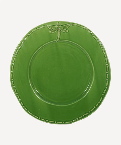 French Country Dragonfly Stoneware - Green Dinner Plate