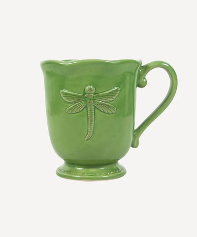 French Country Dragonfly Stoneware - Green Mug