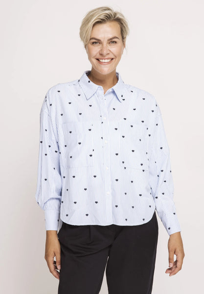 ZHRILL - LUCY BLOUSE - BLUE - HEARTS