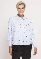 ZHRILL - LUCY BLOUSE - BLUE - HEARTS