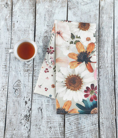 MM Linen Flowerbed Tea Towel