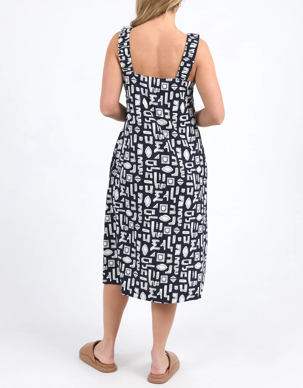 Foxwood - ETCHED GEO DRESS - NAVY