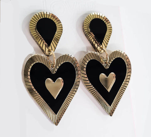 LOVER LOVER Earrings FREINA SINGLE DROP BLACK-GOLD