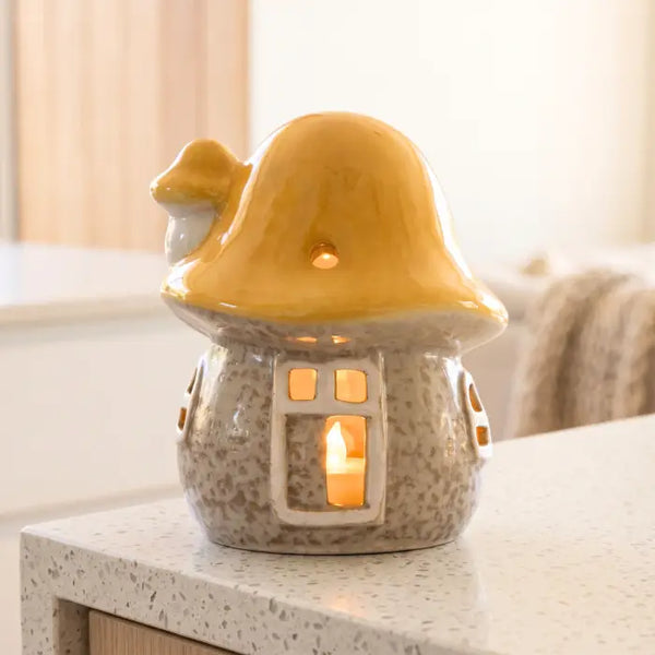 SPLOSH - WHIMSICAL GARDEN CERAMIC MISTY MUSHROOM LIGHT UP HOUSE