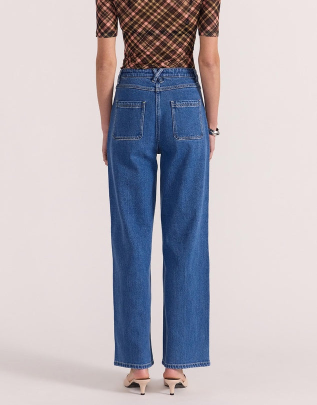 STAPLE THE LABEL - BROOKS HIGH WAISTED JEANS - MIDBLUE