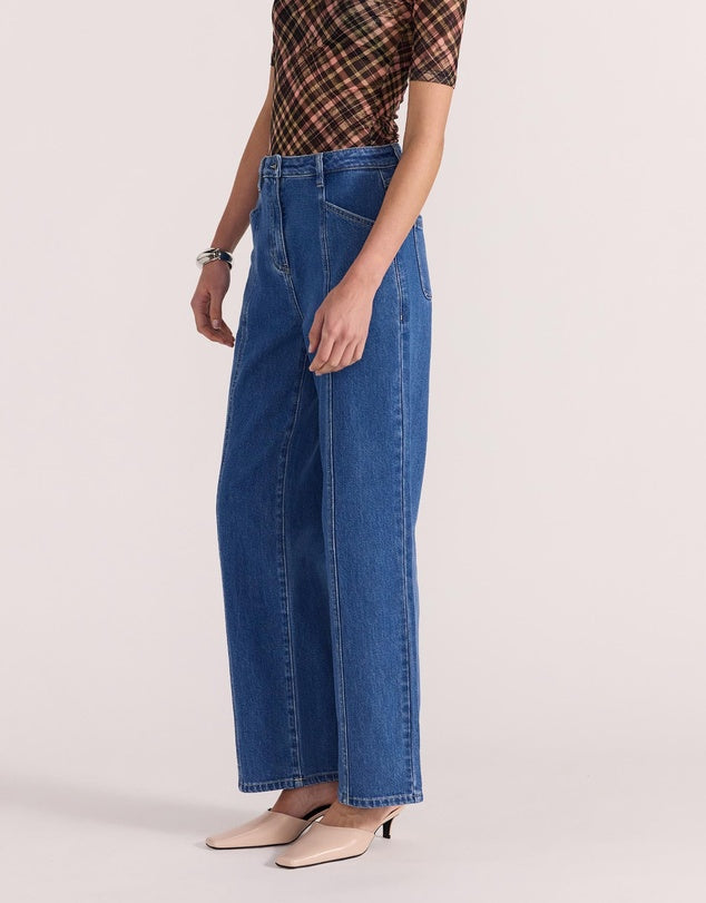 STAPLE THE LABEL - BROOKS HIGH WAISTED JEANS - MIDBLUE
