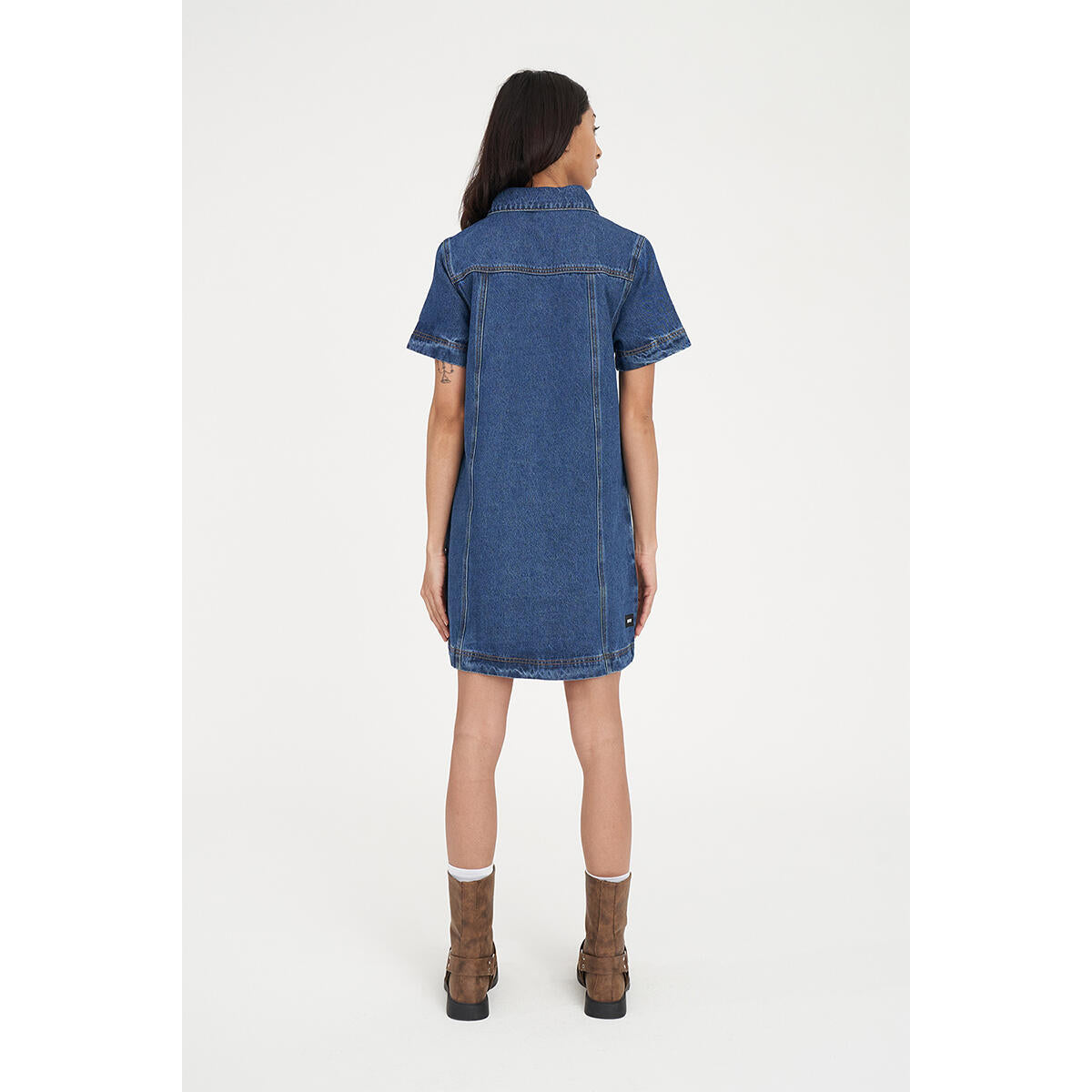 HUFFER - DENIM S/S SHIRT DRESS - RODEO BLUE