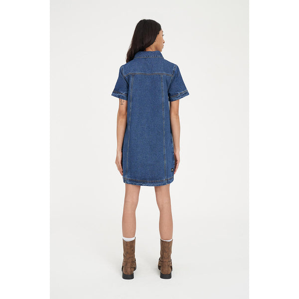 HUFFER - DENIM S/S SHIRT DRESS - RODEO BLUE