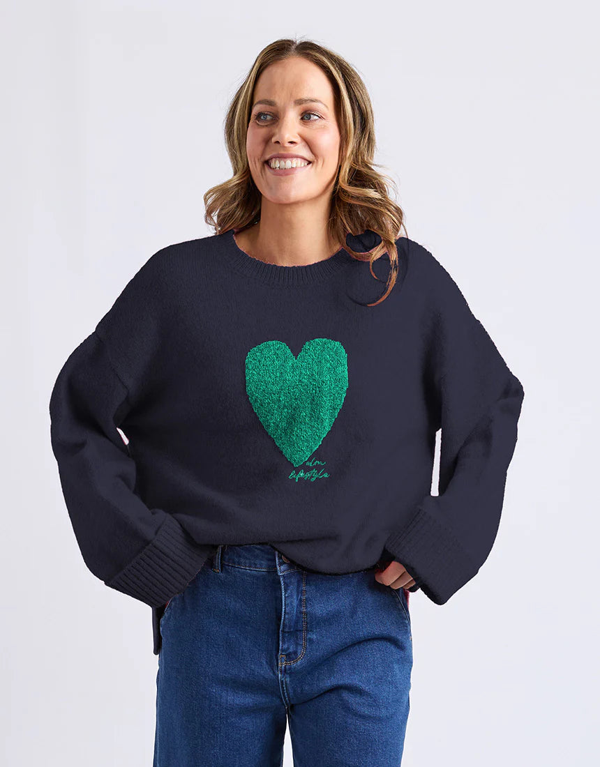 ELM - INTERSIA HEART KNIT - NAVY