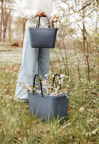 Large Pigeon Blue  Hinza Bag - Green Plastic