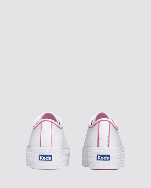 KEDS - Triple Up Leather - POP BINDING WHITE/FUCHSIA