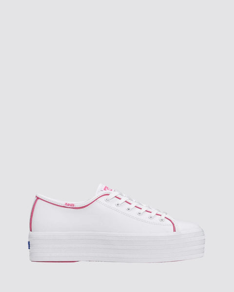 KEDS - Triple Up Leather - POP BINDING WHITE/FUCHSIA