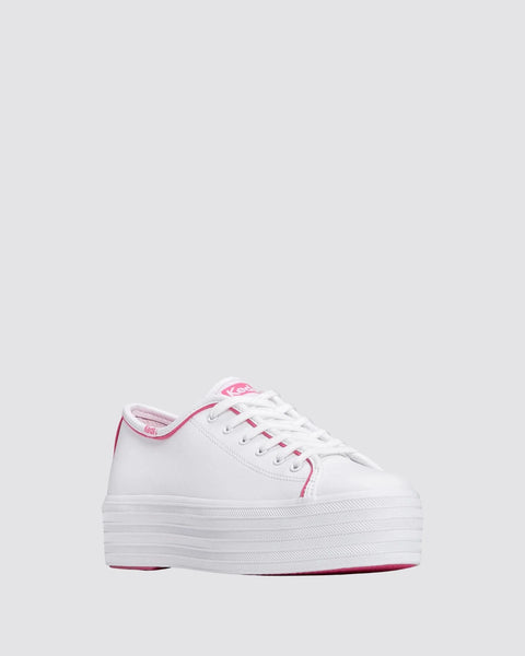 KEDS - Triple Up Leather - POP BINDING WHITE/FUCHSIA