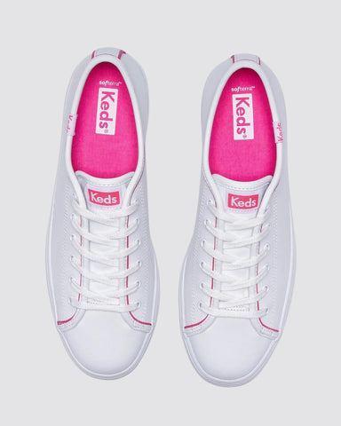 KEDS - Triple Up Leather - POP BINDING WHITE/FUCHSIA