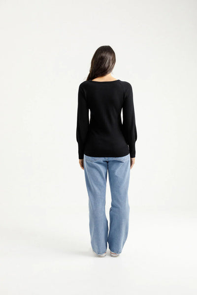 Homelee KNITTED GRACE CREW - BLACK