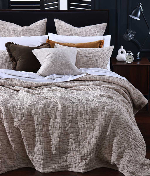 MM Linen LIVIE BEDSPREAD SET - BARK