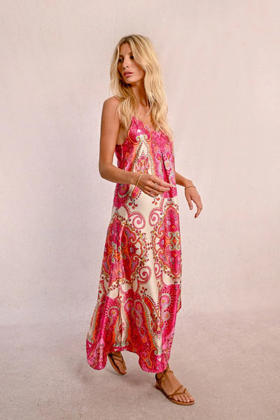 MOLLY BRAKEN - LADIES WOVEN DRESS - PINK DAPHNE