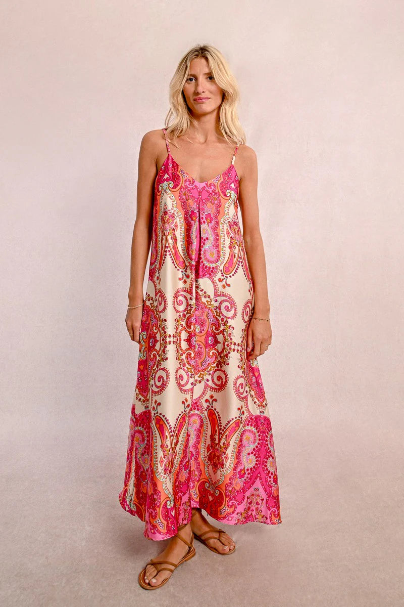 MOLLY BRAKEN - LADIES WOVEN DRESS - PINK DAPHNE