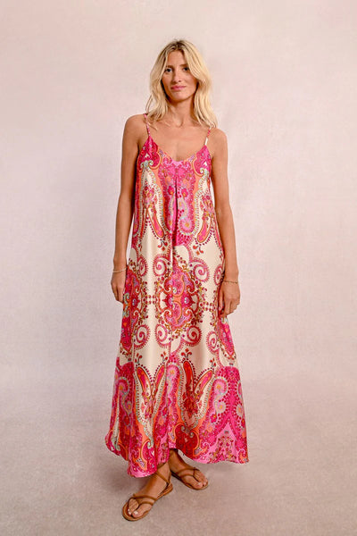 MOLLY BRAKEN - LADIES WOVEN DRESS - PINK DAPHNE