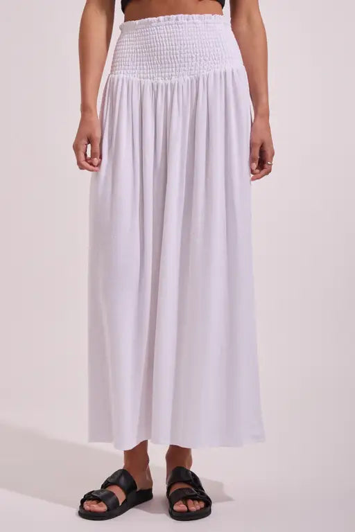 All About Eve - LUXE LINEN SHOIRRED MAXI SKIRT - VINTAGE WHITE