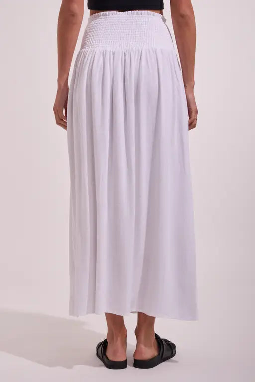 All About Eve - LUXE LINEN SHOIRRED MAXI SKIRT - VINTAGE WHITE