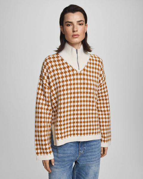 MSCH AMARIA ZIP PULLOVER - EGRET/SPICE