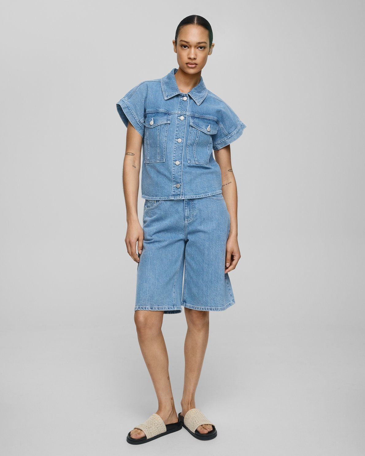 MSCH - ELIDA ADA DENIM SHORTS - LIGHT BLUE WASH