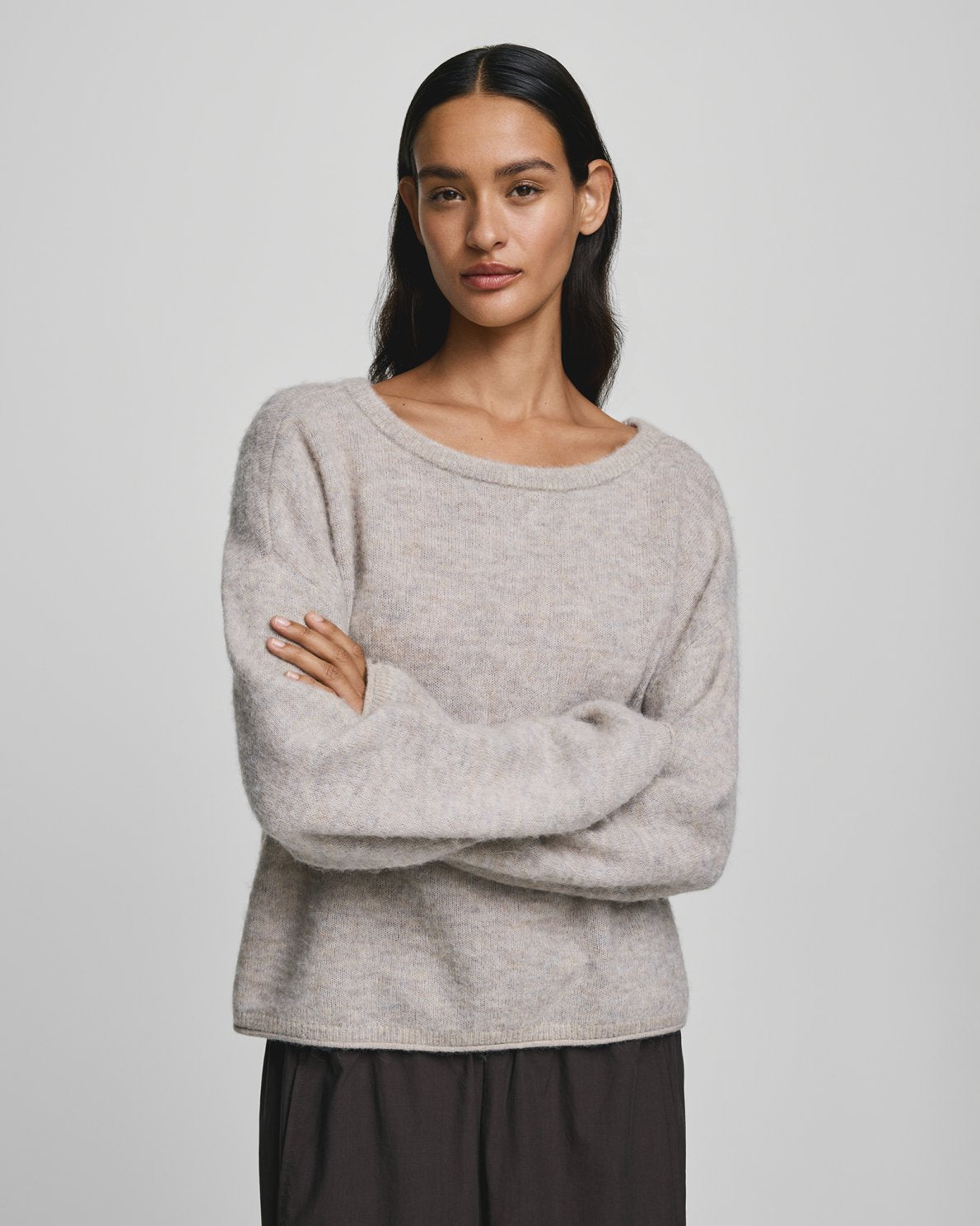 MSCH - KELLSEY ALEGRIA PULLOVER -  WARM LIGHT GREY MARLE