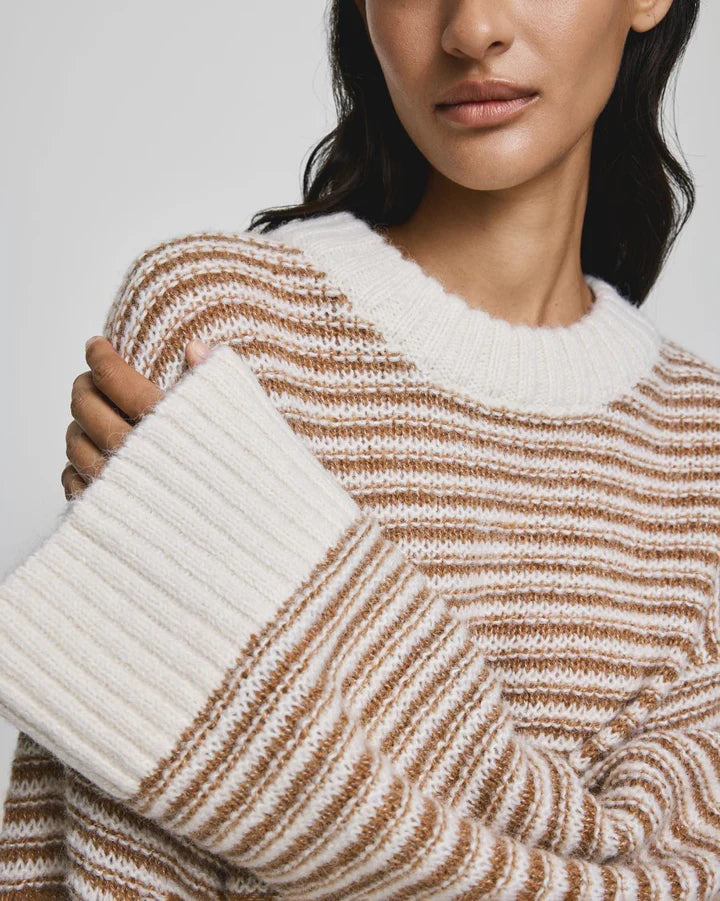 MSCH - PHEODORA PULLOVER - STRIPE - EGRET/TOASTED COCONUT
