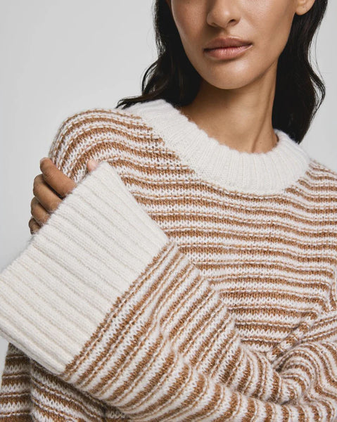 MSCH - PHEODORA PULLOVER - STRIPE - EGRET/TOASTED COCONUT
