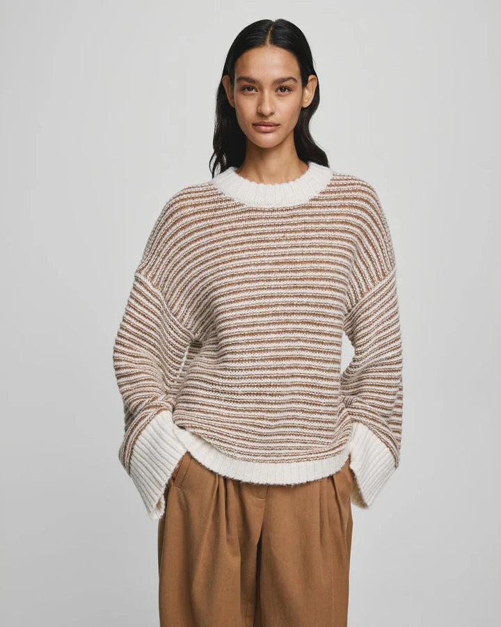 MSCH - PHEODORA PULLOVER - STRIPE - EGRET/TOASTED COCONUT
