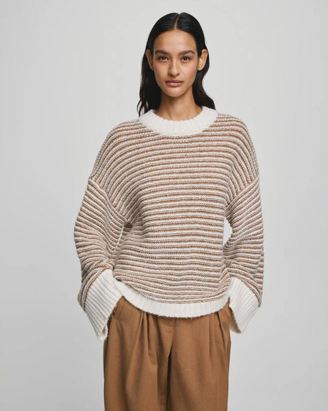 MSCH - PHEODORA PULLOVER - STRIPE - EGRET/TOASTED COCONUT